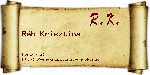 Réh Krisztina névjegykártya